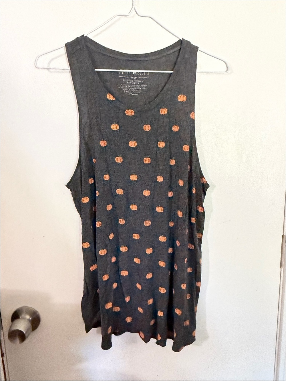 Women’s Fifth Sun Large Gray Pumpkin Print Tank Top Tote15